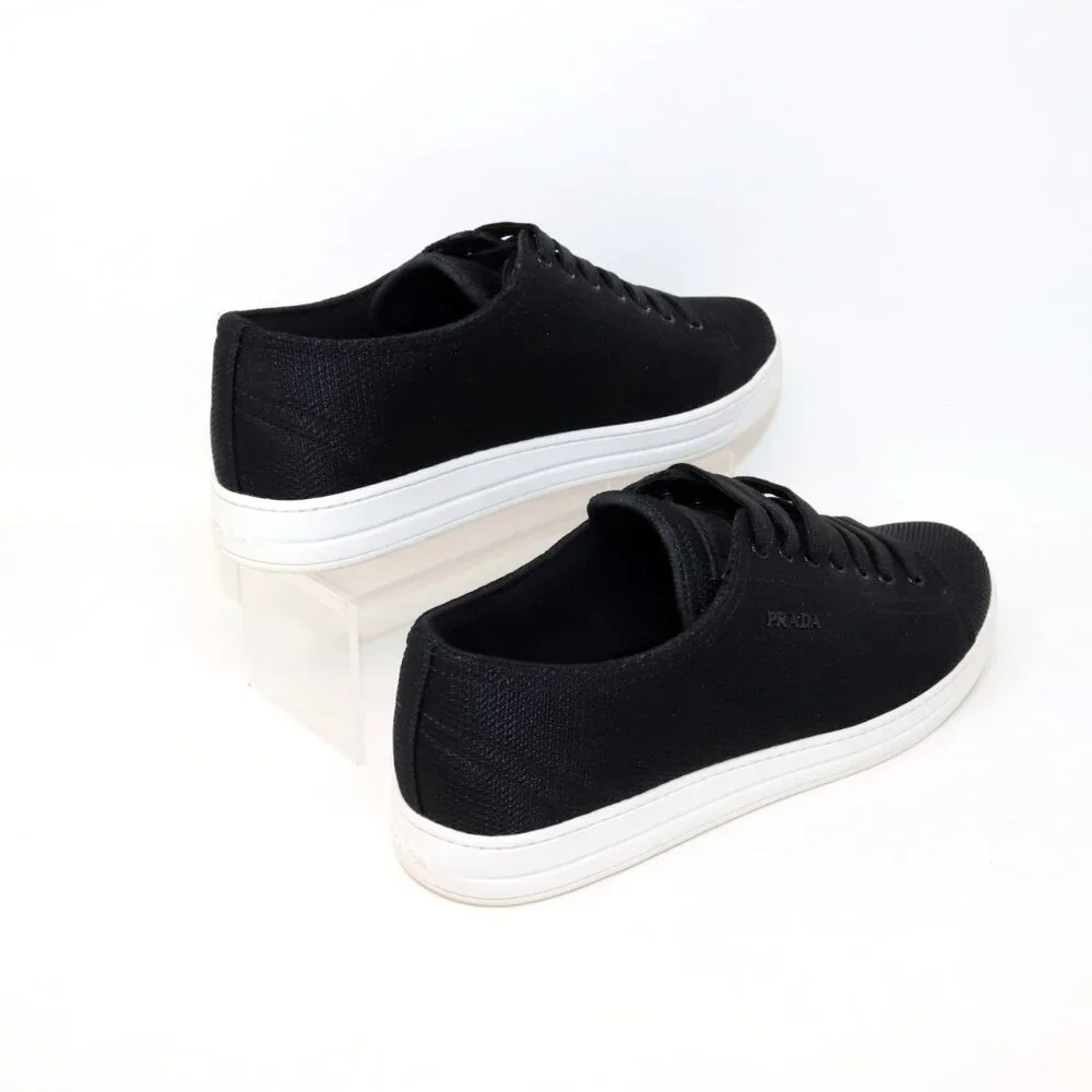 Prada 41 Black Sneaker Mesh Knit Fabric 3E6187 - Picture 7 of 12